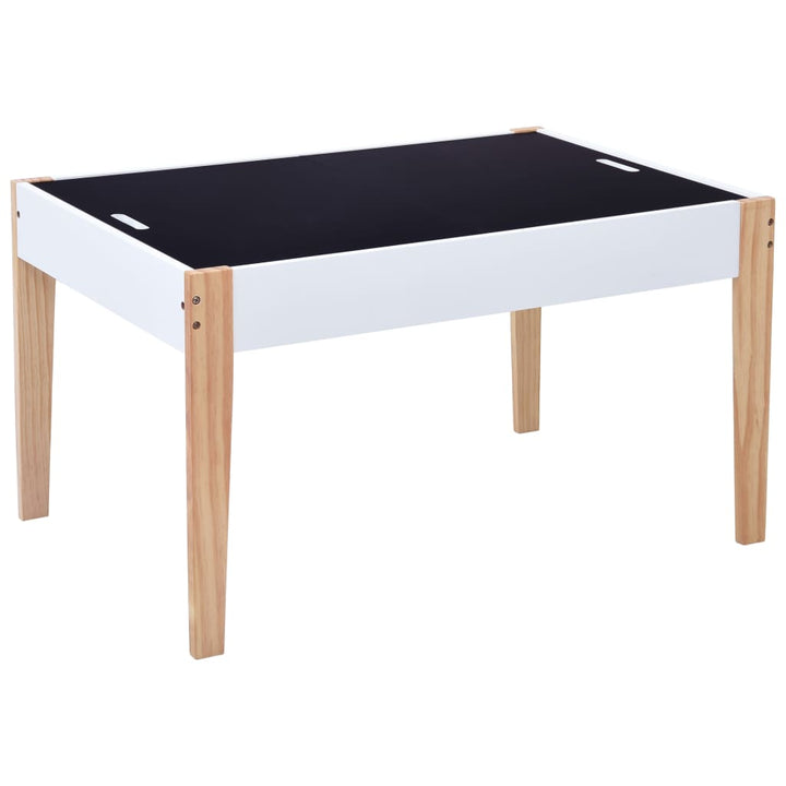 3 Piece Kids Storage Chalkboard Table Chair Set Black and White-vidaXL-Yes Bebe