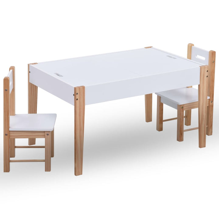 3 Piece Kids Storage Chalkboard Table Chair Set Black and White-vidaXL-Yes Bebe