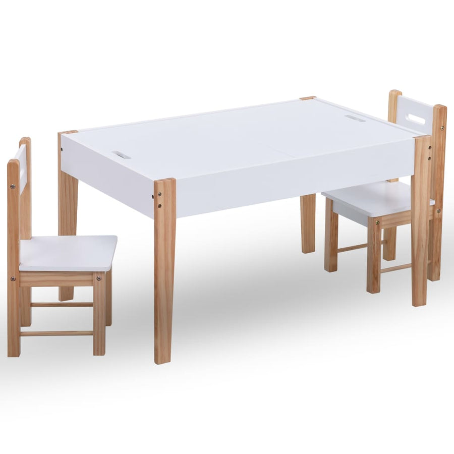 3 Piece Kids Storage Chalkboard Table Chair Set Black and White-vidaXL-Yes Bebe