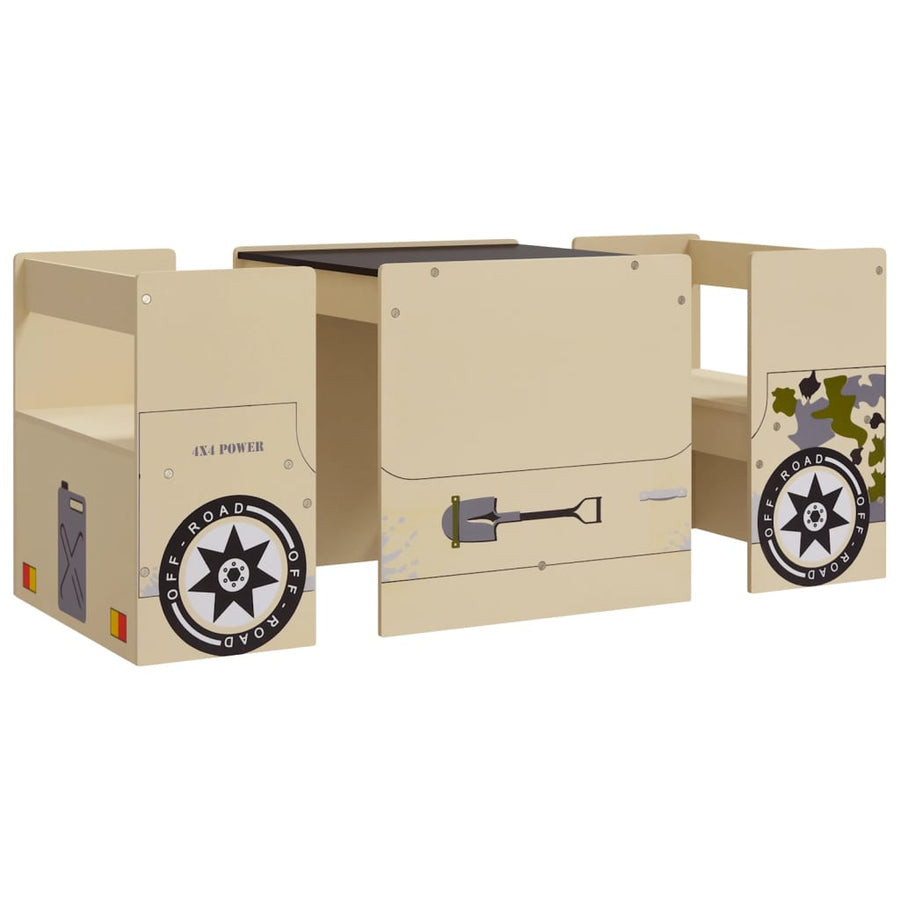 3 Piece Kids Table and Chair Set Off-road Car Design MDF-vidaXL-Yes Bebe