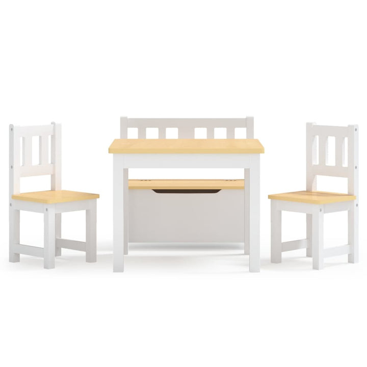 4 Piece Children Table and Chair Set White and Beige MDF-vidaXL-Yes Bebe