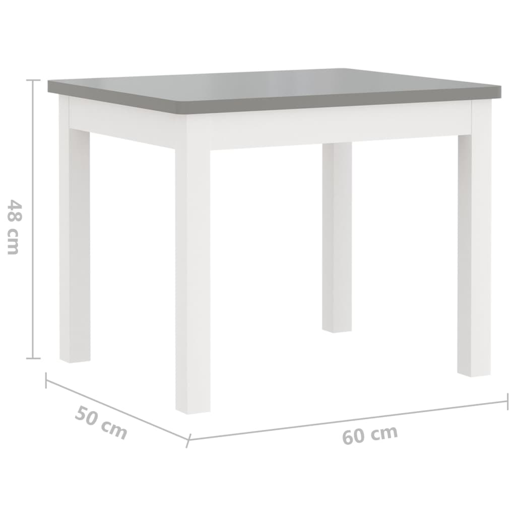 4 Piece Children Table and Chair Set White and Grey MDF-vidaXL-Yes Bebe