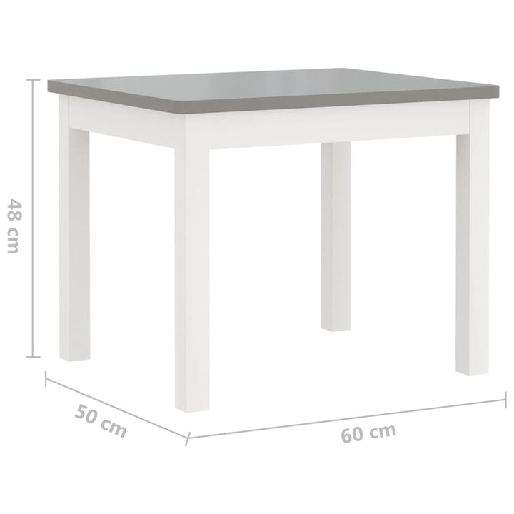 4 Piece Children Table and Chair Set White and Grey MDF-vidaXL-Yes Bebe
