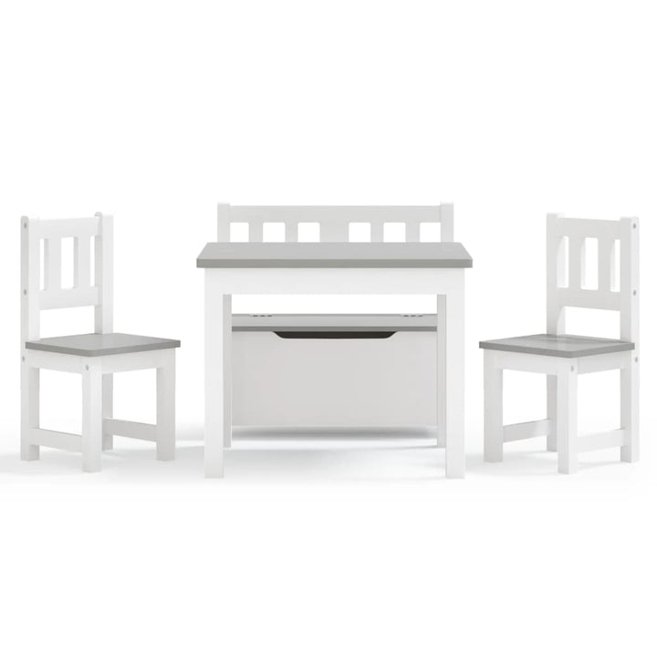 4 Piece Children Table and Chair Set White and Grey MDF-vidaXL-Yes Bebe