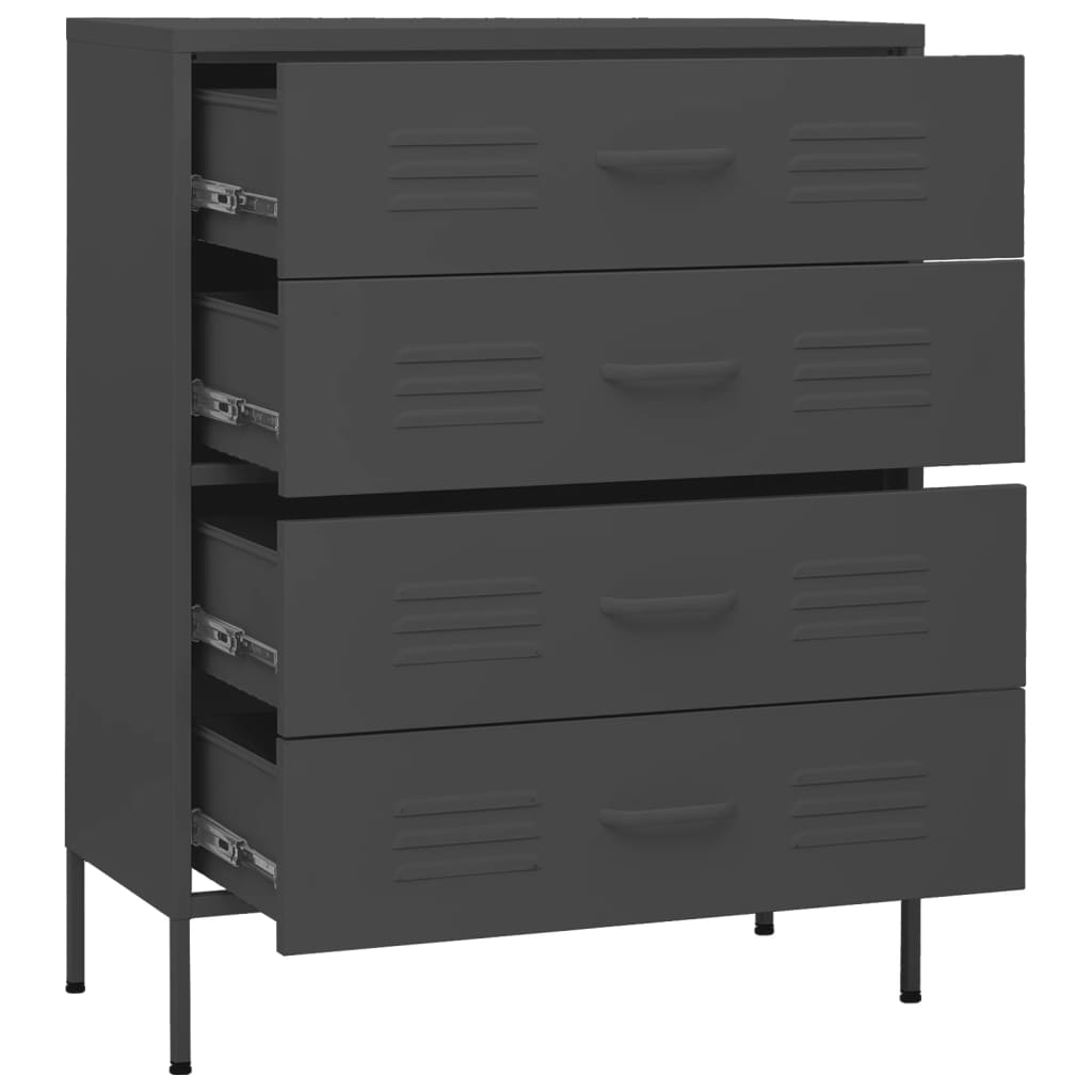 Chest of Drawers Anthracite 80x35x101.5 cm Steel-vidaXL-Yes Bebe