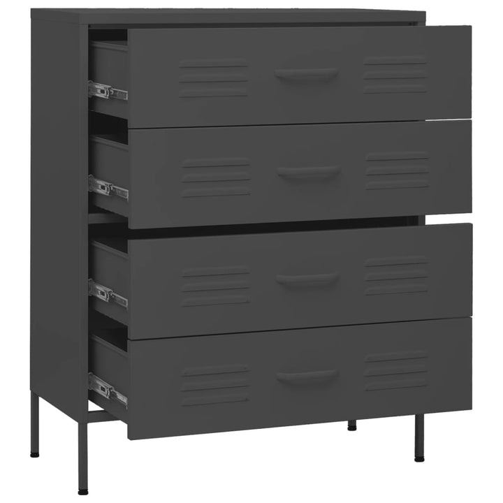 Chest of Drawers Anthracite 80x35x101.5 cm Steel-vidaXL-Yes Bebe