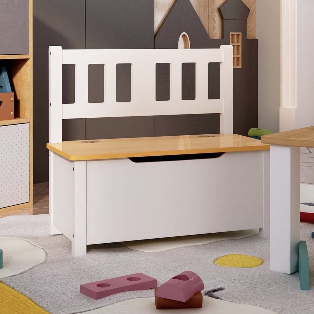 Children Storage Bench White and Beige 60x30x55 cm MDF-vidaXL-Yes Bebe