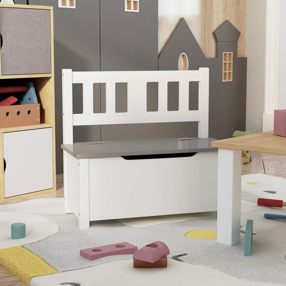 Children Storage Bench White and Grey 60x30x55 cm MDF-vidaXL-Yes Bebe