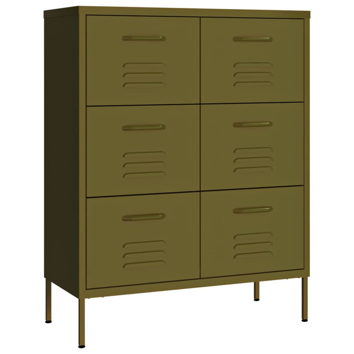 Drawer Cabinet Olive Green 80x35x101.5 cm Steel-vidaXL-Yes Bebe