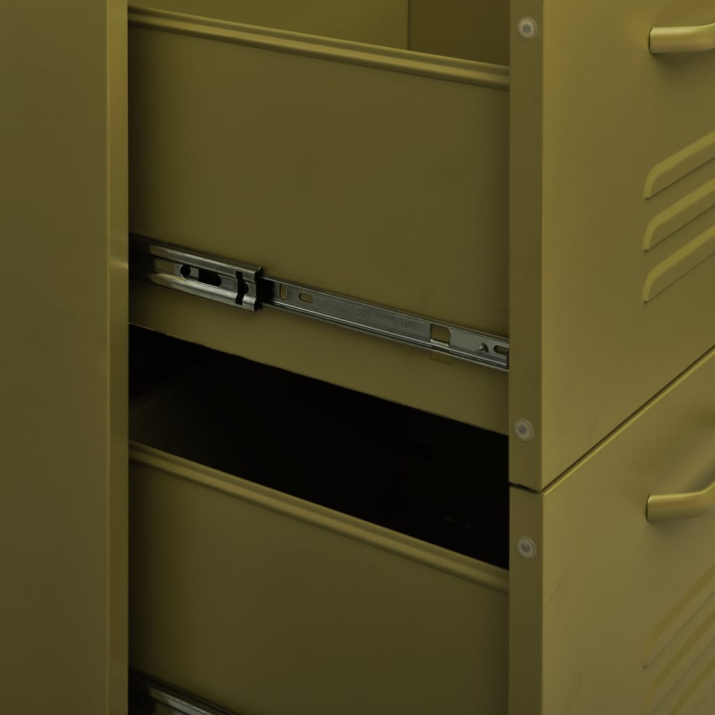 Drawer Cabinet Olive Green 80x35x101.5 cm Steel-vidaXL-Yes Bebe