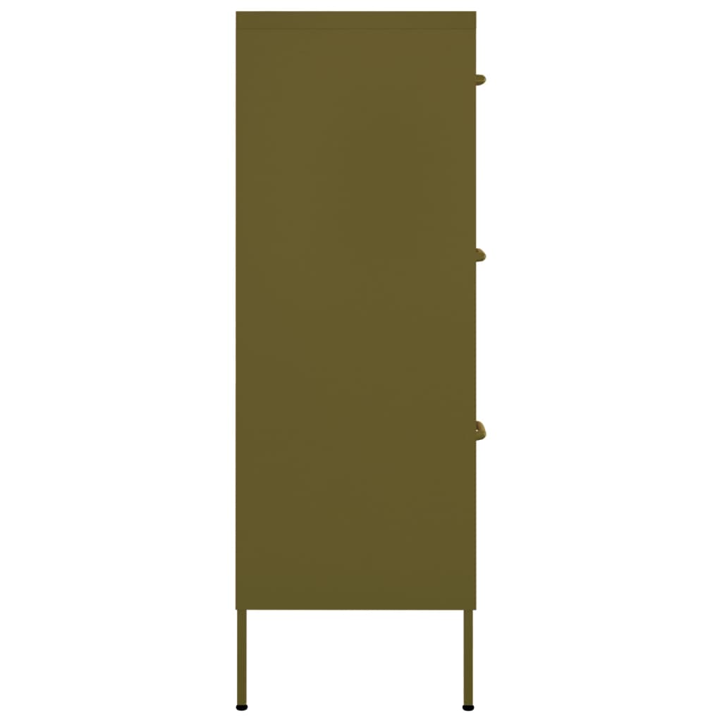 Drawer Cabinet Olive Green 80x35x101.5 cm Steel-vidaXL-Yes Bebe
