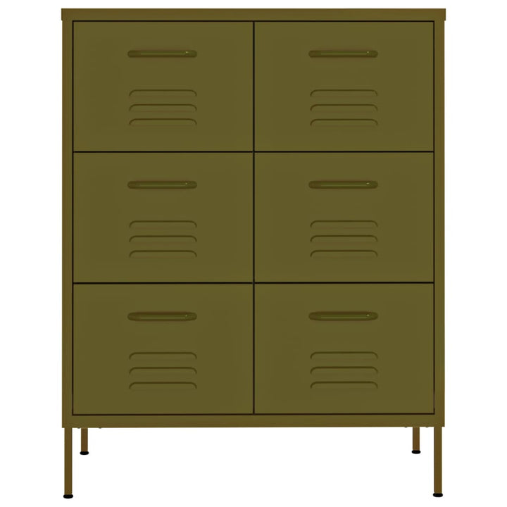 Drawer Cabinet Olive Green 80x35x101.5 cm Steel-vidaXL-Yes Bebe