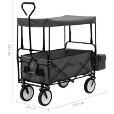 Folding Hand Trolley with Canopy-Trolleys-vidaXL-Yes Bebe