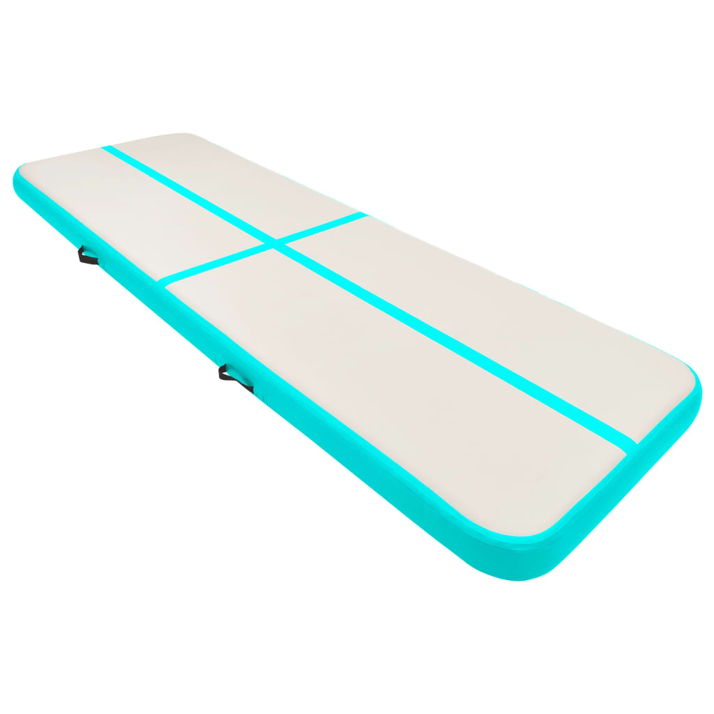 Inflatable Gymnastics Mat with Pump 300x100x15 cm PVC Green-vidaXL-Yes Bebe