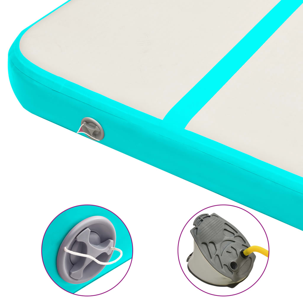 Inflatable Gymnastics Mat with Pump 300x100x15 cm PVC Green-vidaXL-Yes Bebe