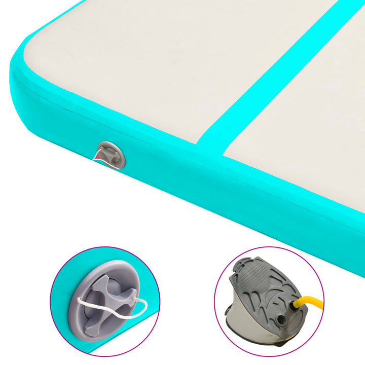 Inflatable Gymnastics Mat with Pump 300x100x15 cm PVC Green-vidaXL-Yes Bebe