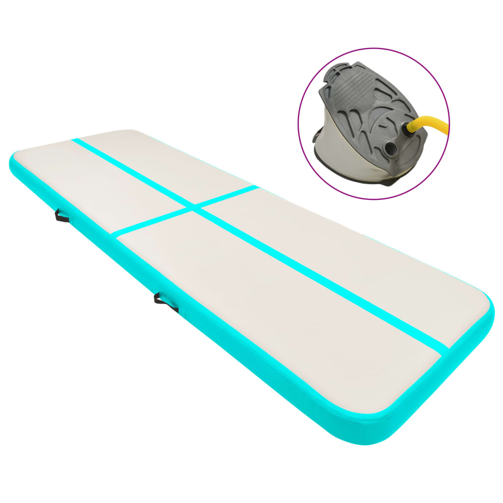 Inflatable Gymnastics Mat with Pump 300x100x15 cm PVC Green-vidaXL-Yes Bebe