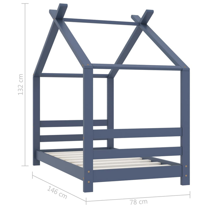 Kids Bed Frame Solid Pine Wood 70x140 cm