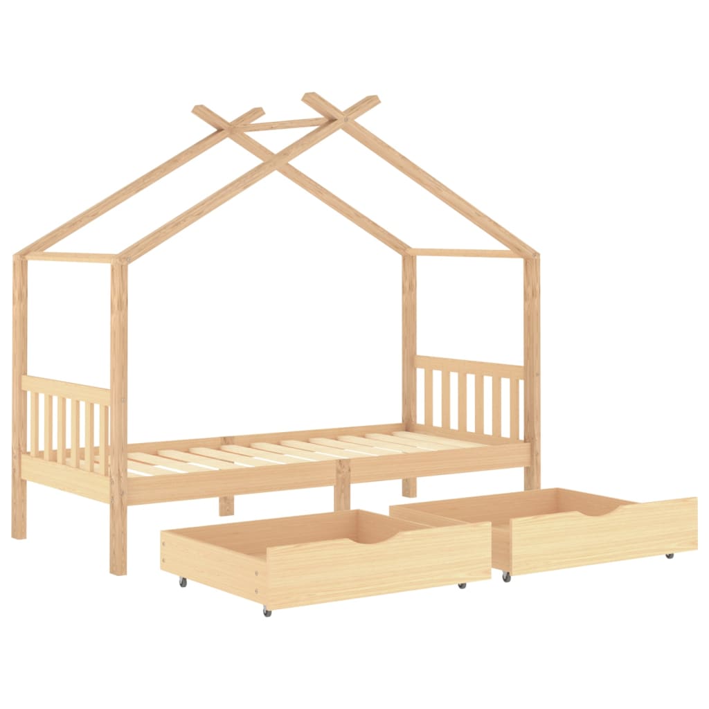 Kids Bed Frame with Drawers Solid Pine Wood-Beds & Bed Frames-vidaXL-Yes Bebe