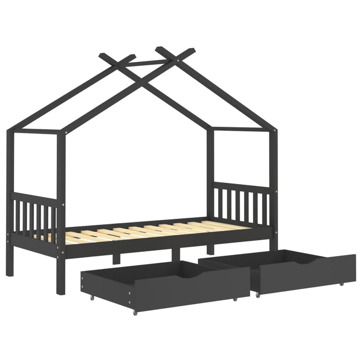 Kids Bed Frame with Drawers Solid Pine Wood-Beds & Bed Frames-vidaXL-Yes Bebe