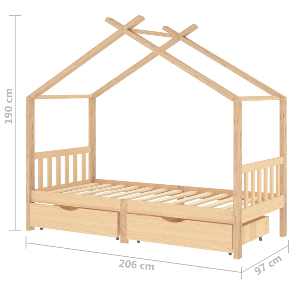 Kids Bed Frame with Drawers Solid Pine Wood-Beds & Bed Frames-vidaXL-Yes Bebe
