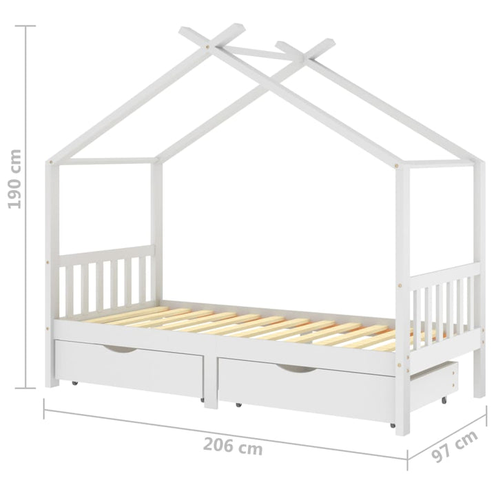 Kids Bed Frame with Drawers Solid Pine Wood-Beds & Bed Frames-vidaXL-Yes Bebe