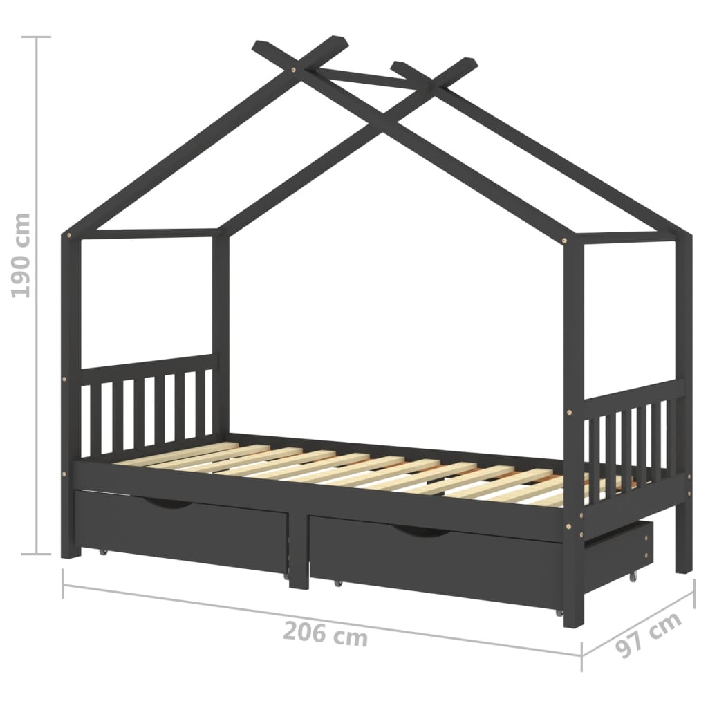 Kids Bed Frame with Drawers Solid Pine Wood-Beds & Bed Frames-vidaXL-Yes Bebe
