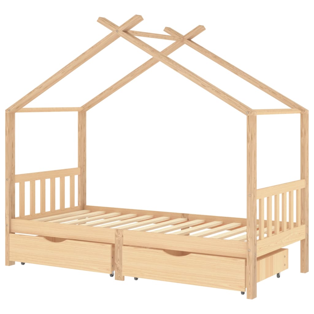 Kids Bed Frame with Drawers Solid Pine Wood-Beds & Bed Frames-vidaXL-Yes Bebe