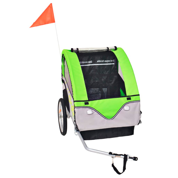 Kids' Bicycle Trailer Grey and Green 30 kg-vidaXL-Green-N/A-Yes Bebe