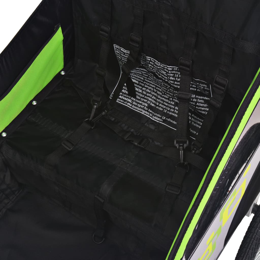 Kids' Bicycle Trailer Grey and Green 30 kg-vidaXL-Green-N/A-Yes Bebe