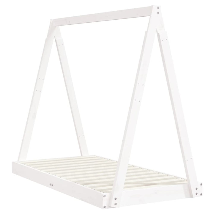 Kids Solid Wood Pine Bed Frame-Beds & Bed Frames-vidaXL-70 x 140 cm-White-Yes Bebe
