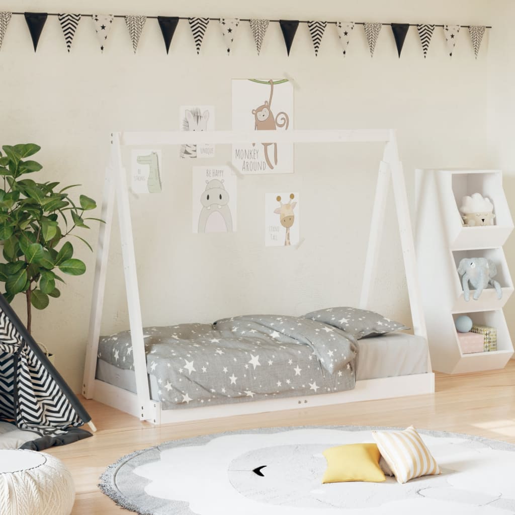 Kids Solid Wood Pine Bed Frame-Beds & Bed Frames-vidaXL-Yes Bebe