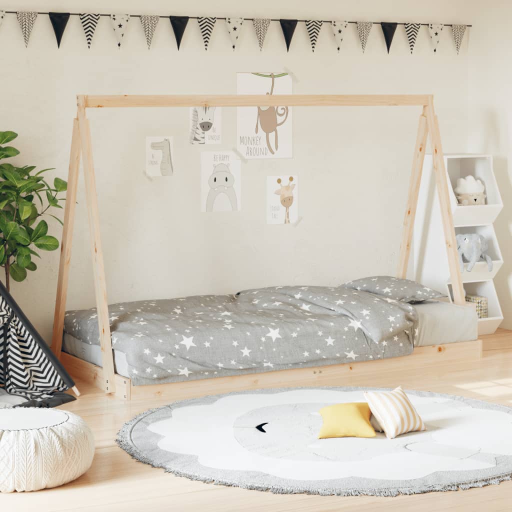 Kids Solid Wood Pine Bed Frame-Beds & Bed Frames-vidaXL-Yes Bebe
