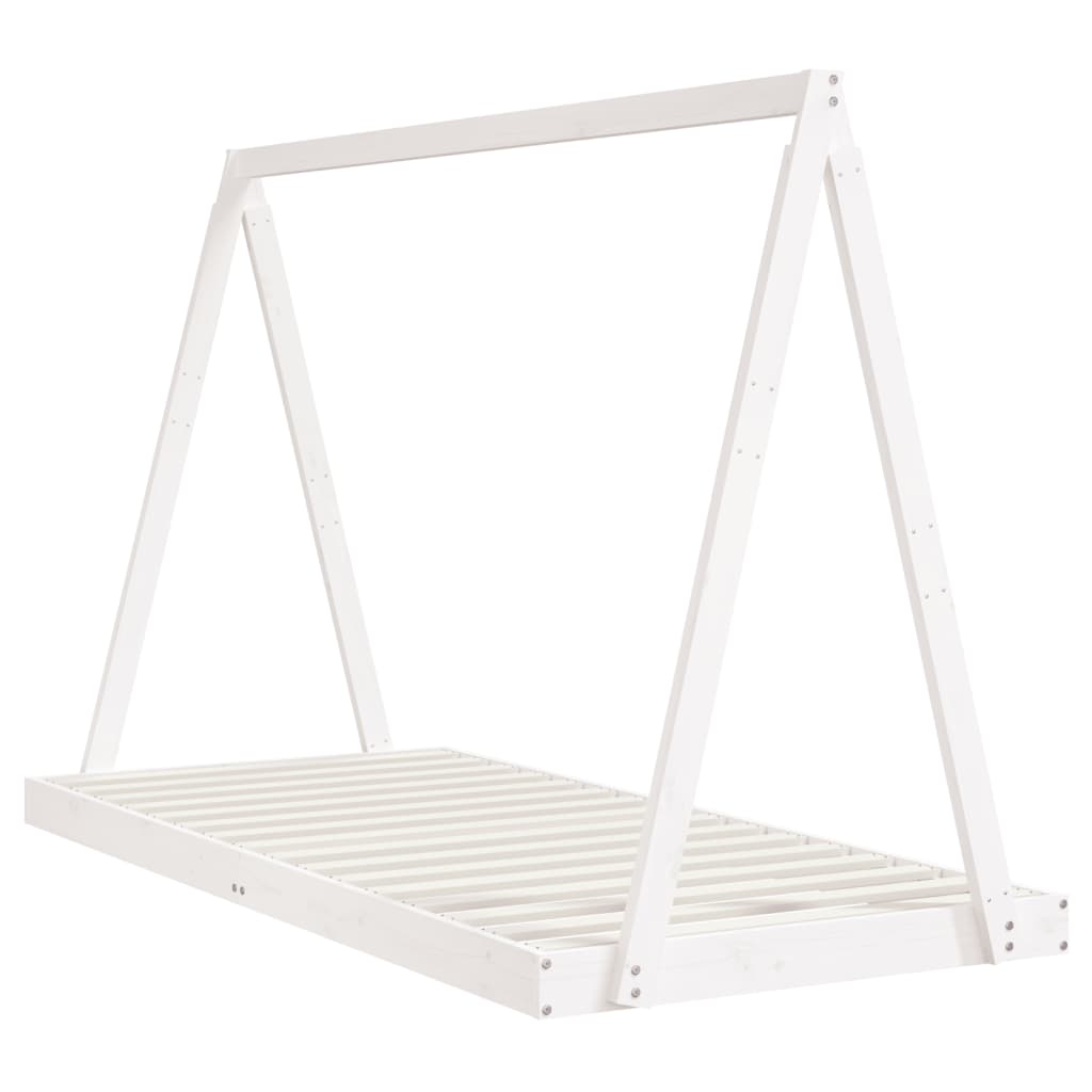 Kids Solid Wood Pine Bed Frame-Beds & Bed Frames-vidaXL-90 x 200 cm-White-Yes Bebe
