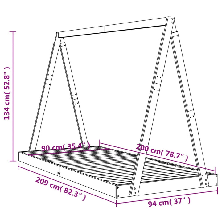 Kids Solid Wood Pine Bed Frame-Beds & Bed Frames-vidaXL-Yes Bebe