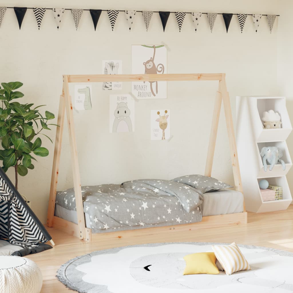 Kids Solid Wood Pine Bed Frame-Beds & Bed Frames-vidaXL-Yes Bebe