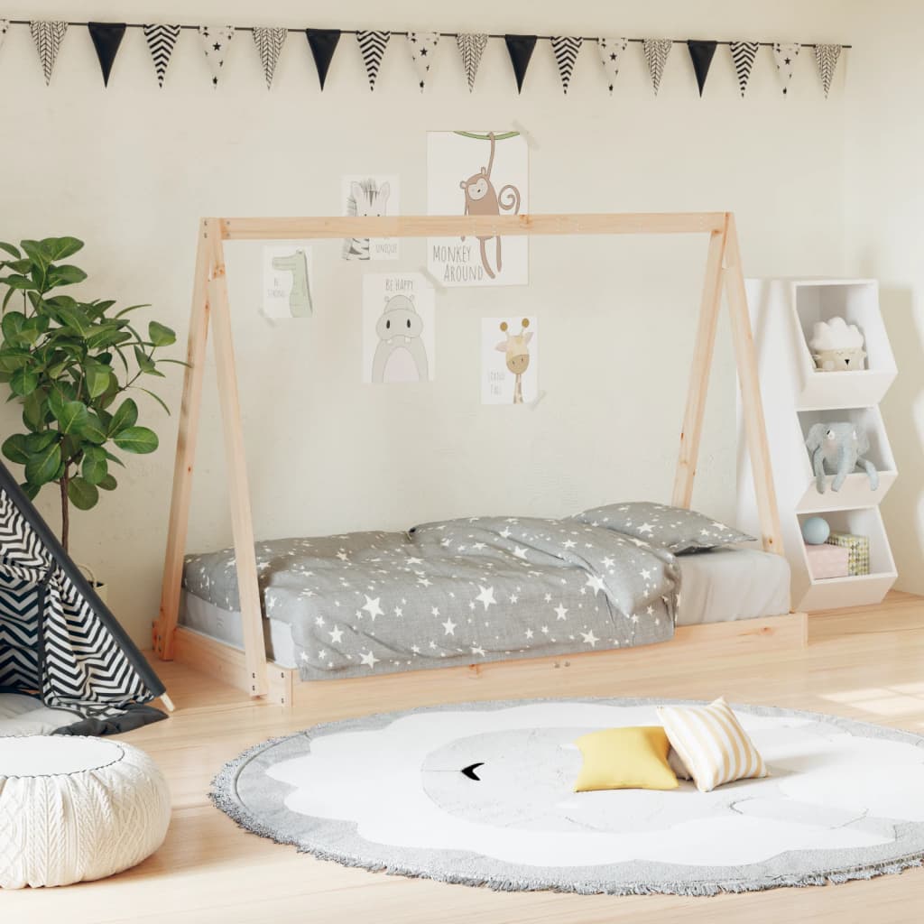 Kids Solid Wood Pine Bed Frame-Beds & Bed Frames-vidaXL-Yes Bebe