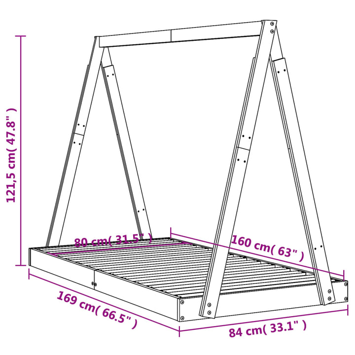 Kids Solid Wood Pine Bed Frame-Beds & Bed Frames-vidaXL-Yes Bebe
