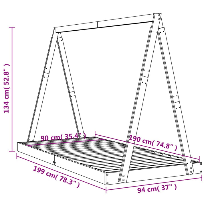 Kids Solid Wood Pine Bed Frame-Beds & Bed Frames-vidaXL-Yes Bebe