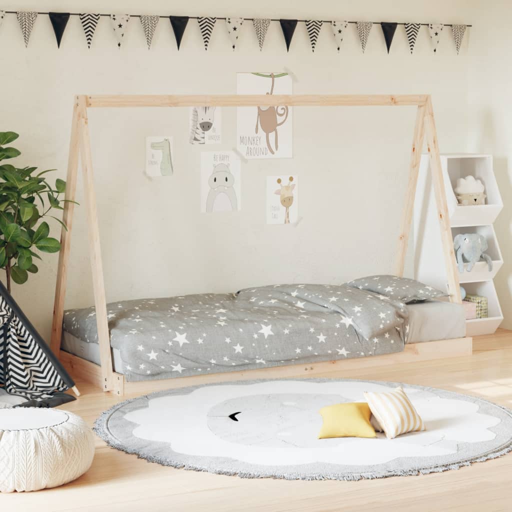 Kids Solid Wood Pine Bed Frame-Beds & Bed Frames-vidaXL-Yes Bebe