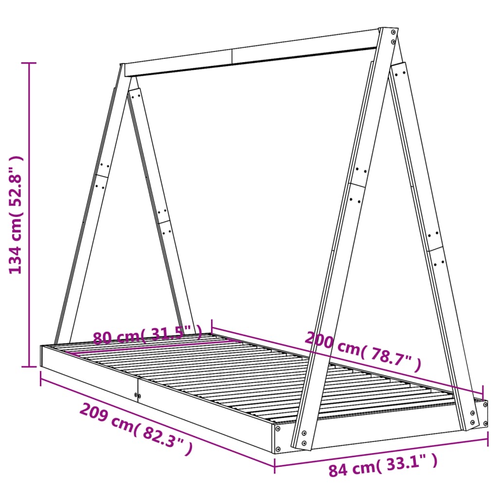 Kids Solid Wood Pine Bed Frame-Beds & Bed Frames-vidaXL-Yes Bebe