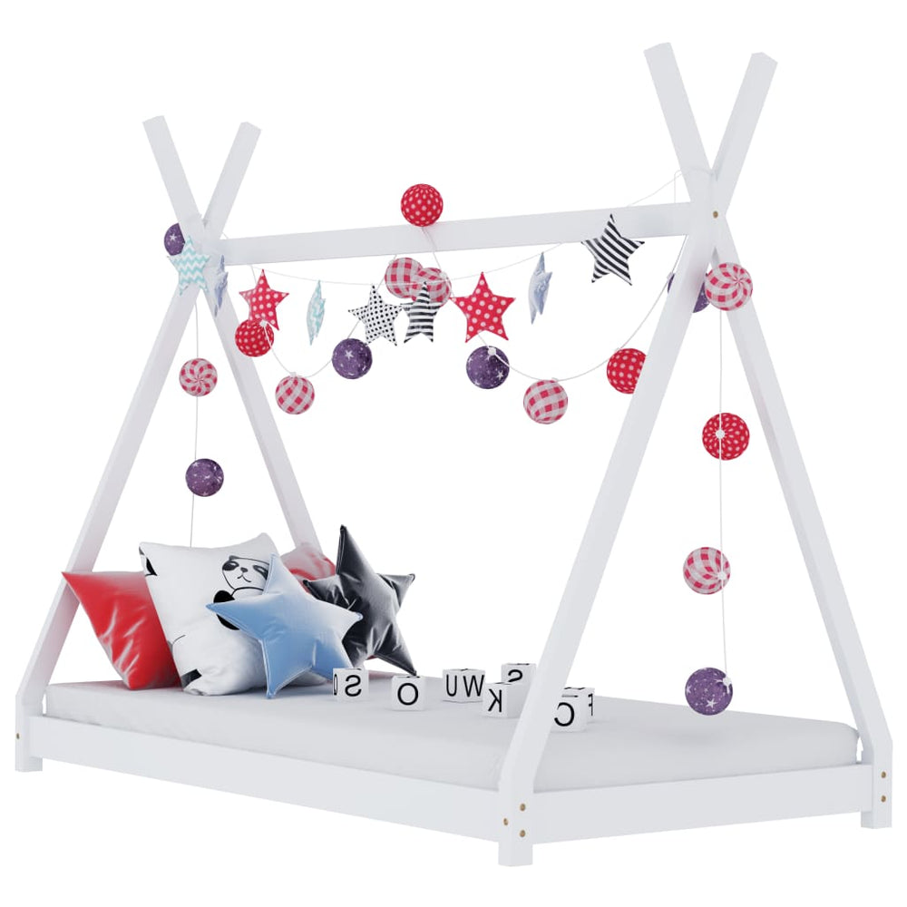 Kids Triangular Bed Frame Solid Pine Wood-Beds & Bed Frames-vidaXL-White-70 x 140 cm-Yes Bebe