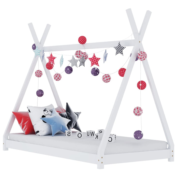 Kids Triangular Bed Frame Solid Pine Wood-Beds & Bed Frames-vidaXL-White-70 x 140 cm-Yes Bebe
