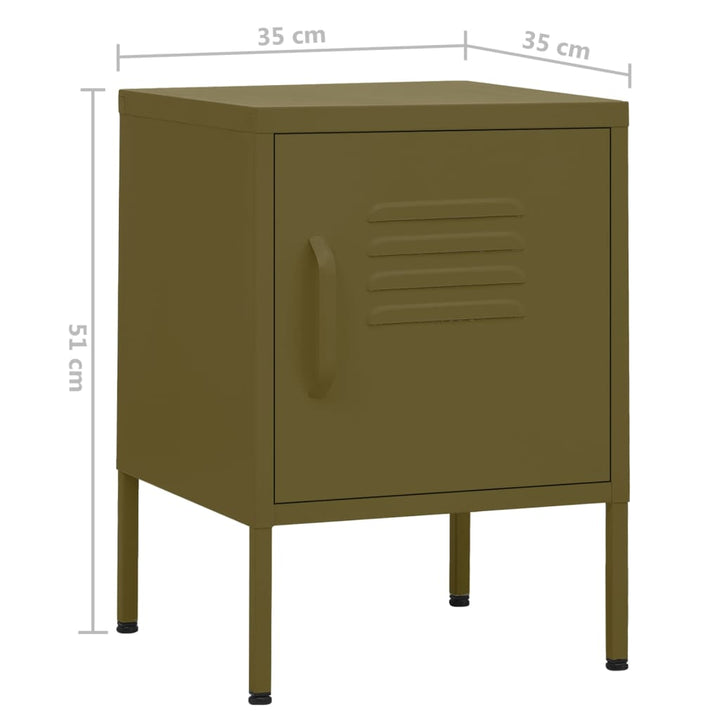 Nightstand Olive Green 35x35x51 cm Steel-vidaXL-Yes Bebe