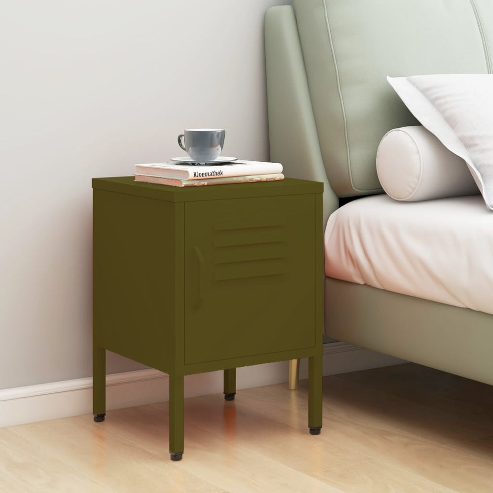 Nightstand Olive Green 35x35x51 cm Steel-vidaXL-Yes Bebe