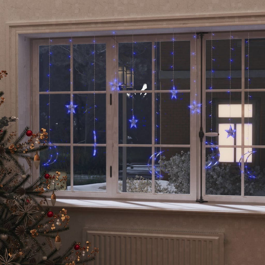 Star and Moon Fairy Lights Remote Control 138 LED Blue-vidaXL-Yes Bebe