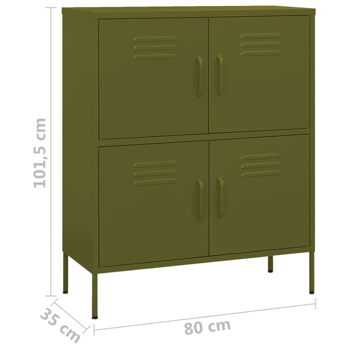 Storage Cabinet Olive Green 80x35x101.5 cm Steel-vidaXL-Yes Bebe