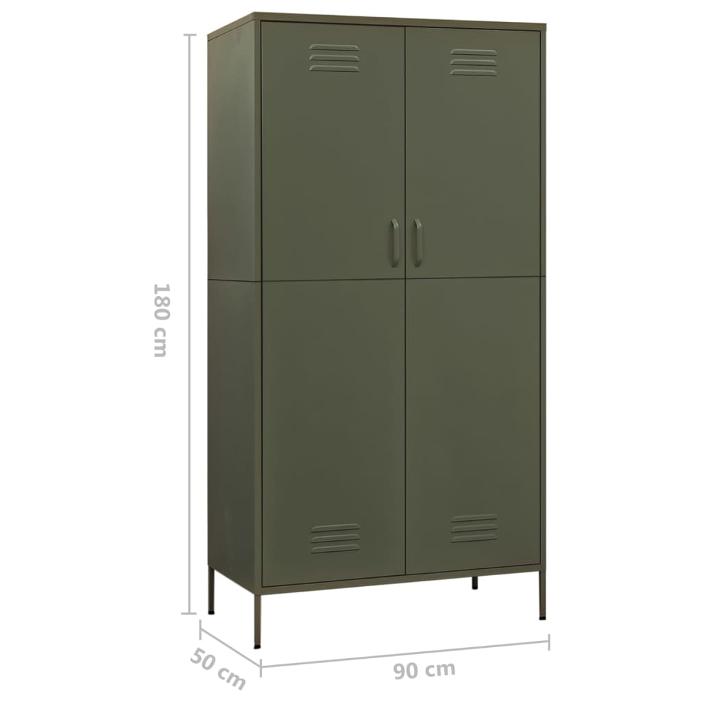 Wardrobe Olive Green 90x50x180 cm Steel-vidaXL-Yes Bebe