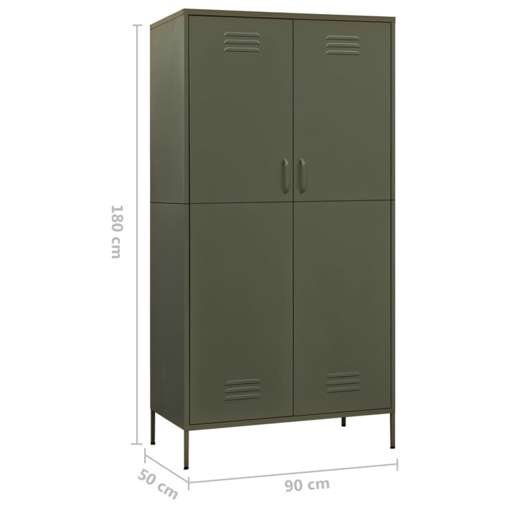 Wardrobe Olive Green 90x50x180 cm Steel-vidaXL-Yes Bebe