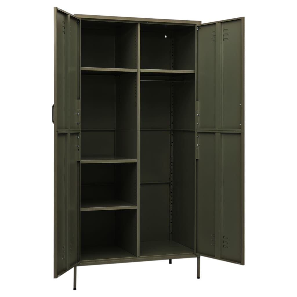 Wardrobe Olive Green 90x50x180 cm Steel-vidaXL-Yes Bebe